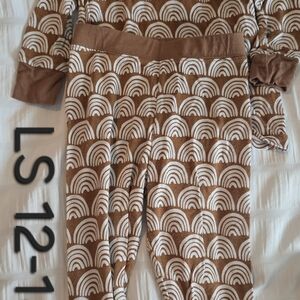 Brown and White Rainbow Patterned Pajama Set